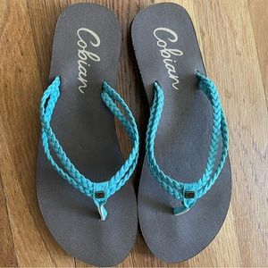 Cobian Brown & Blue Flip Flops Size 8 Worn Once